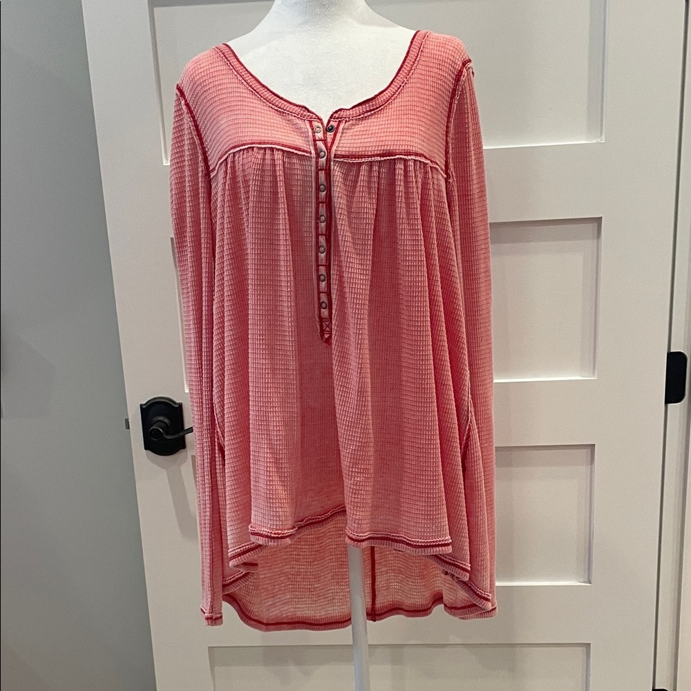 Women's Free People Pink Button-Down Boho Tunic